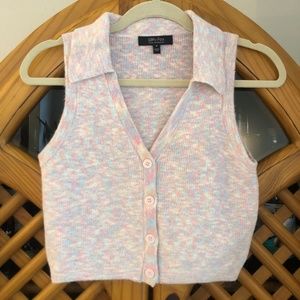 Witty Fox Young contemporary button down sweater vest, cropped.